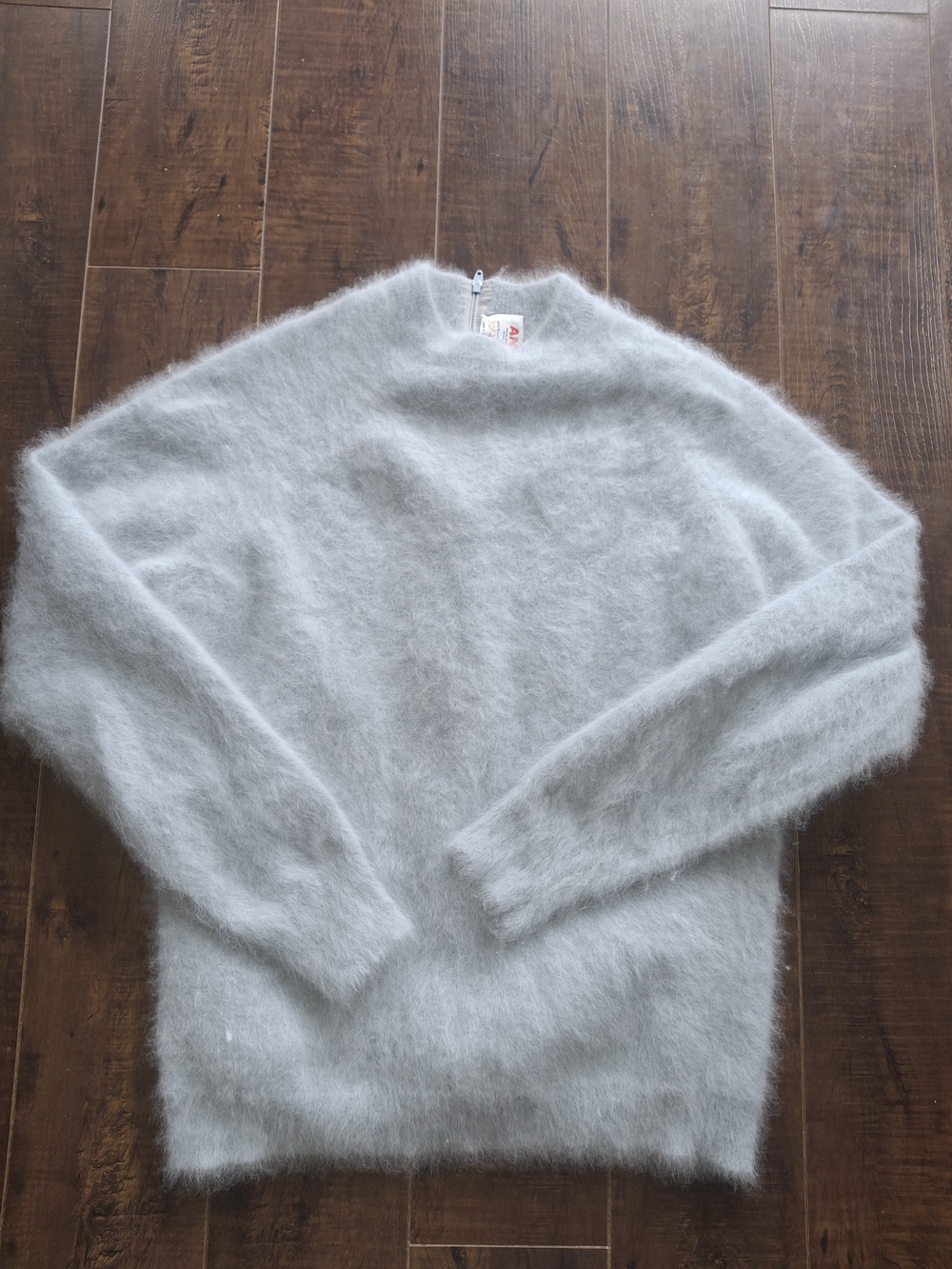 Angora Soft Light Gray Fuzzy Crewneck Sweater